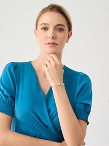 MOTF PREMIUM VÒNG TAY LÁ MẠ VÀNG 18K & VÒNG TAY ZIRCONIA KHỐI - Bạc - Xem 5