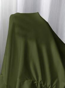 SHEIN Maternity Spring Summer Solid Color Round Neck Long Sleeve Ruched Slim Fit T-Shirt Fall - Army Green - View 3