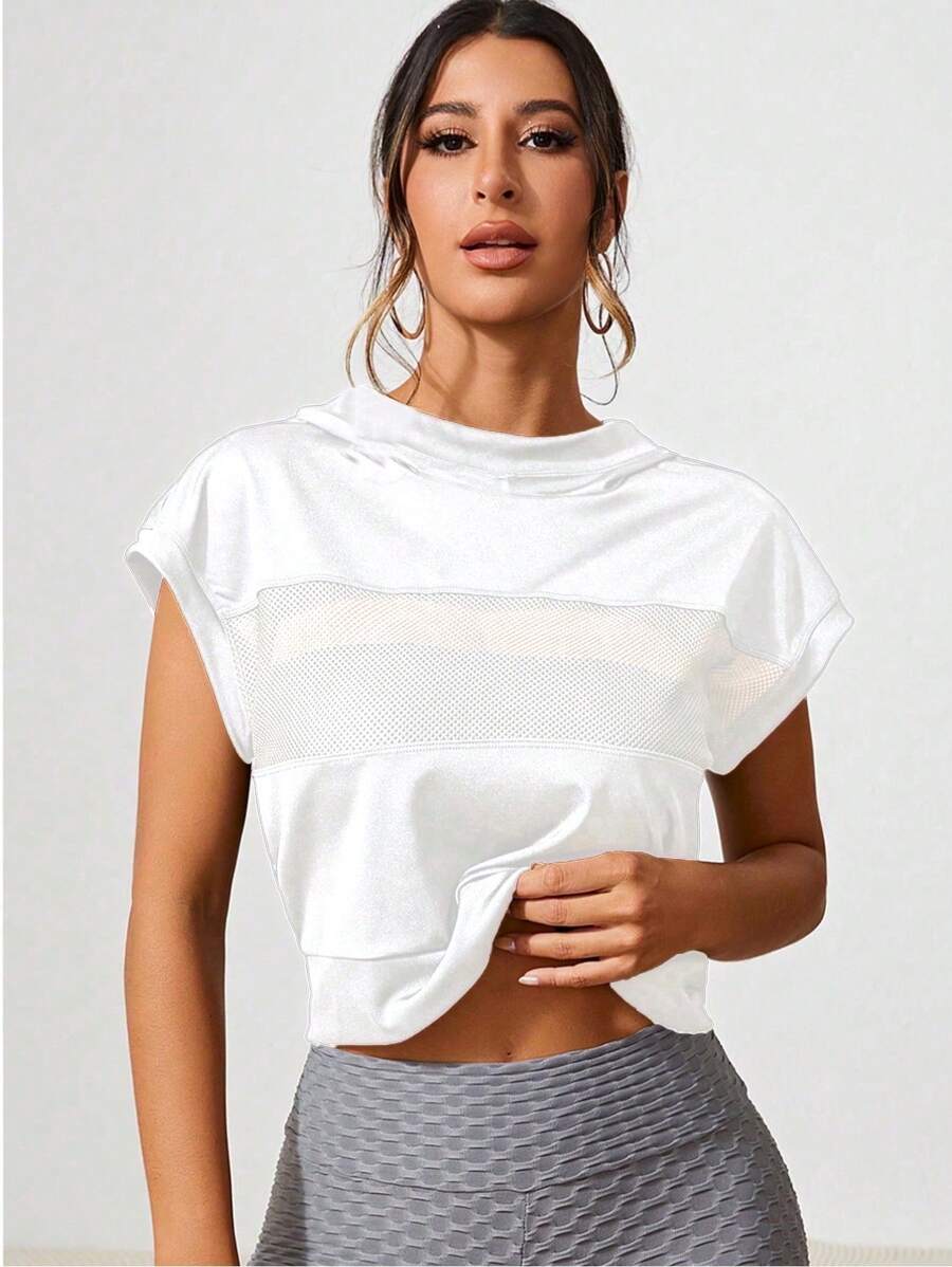 SHEIN Daily&Casual Áo nỉ trùm đầu tay ngắn cánh dơi trơn màu đơn sắc thường ngày cho nữ - trắng - Xem 1