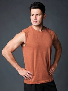 Manfinity Fitness Boyfriend Style Men's Simple Printed Sleeveless Sports T-Shirt & Tank Top Training