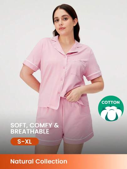 LUVLETTE 柔软棉质莫代尔基础款短裤女装，粉色透气棉质睡衣套装，女士家居服套装，带口袋长裤，新娘内衣平角裤套装