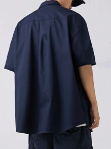 Claim Dot قميص رجالي أكمام قصيرة سهل أحادي اللون كاجوال بأزرار