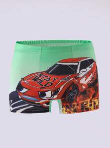 5 pièces/paquet Caleçons boxeurs respirants et confortables avec imprimé voiture cool pour garçons préadolescents - Multicolore - Voir 3