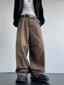 Manfinity Denimwave Quần Jeans Ống Rộng Phong Cách Cổ Điển Thập Niên 90 Cho Nam Kiểu Khaki Denim Y2K Retro - Màu Khaki - Xem 3