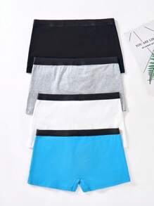 SHEIN 4pcs/Pack Teenage Boys' Comfortable Cartoon Print Letter Elastic Breathable Boxer Briefs