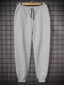 EURMUSE Men's Casual Contrast Color Patchwork Hoodie And Sweatpants Set - Grey - View 4