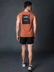Manfinity Fitness Boyfriend Style Men's Simple Printed Sleeveless Sports T-Shirt & Tank Top Training