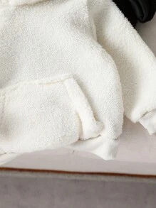 Bộ 3 áo nỉ có mũ trùm đầu bằng lông cừu nhồi bông cho bé trai màu đen, trắng, xám, thích hợp cho mùa thu đông lạnh giá, chất liệu dày và ấm để mặc ngoài trời hoặc ở nhà, cũng tuyệt vời để chụp ảnh, giản dị và thời trang - Nhiều màu - Xem 4