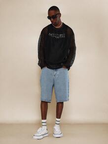 SUMWON Mesh Tee With Front Flock Graphic