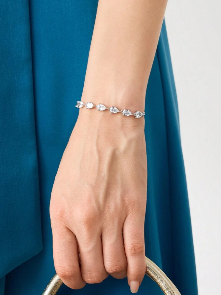 18K GOLD PLATED LEAF & CUBIC ZIRCONIA BRACELET