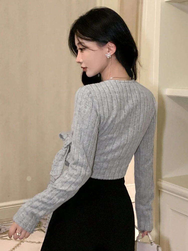 Women's Thermal Fleece Twist Knot Drawstring Fitted T-Shirt Long Sleeve Women Tops,Fall Women Clothes,Winter