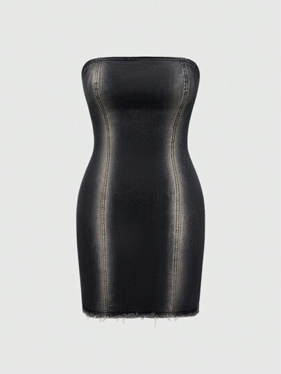 Grunge Punk Street Style Women Sleeveless Bodycon Denim Dress