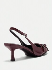 CUCCOO BIZCHIC 尖头细高跟豹纹女鞋，酒红色，春季鞋款，春假复活节 - 酒紅色 - 查看 4