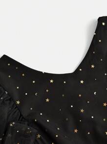 Váy dự tiệc thắt eo lưới thanh lịch cho bé gái tuổi mới lớn - màu đen - Xem 4