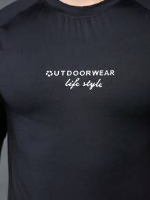 Gym Rark Boyfriend Style Men's Simple Printed Round Neck Short Sleeve Sports T-Shirt BreathableTop - Black - View 8