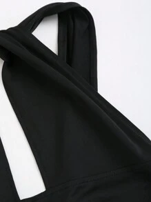 SHEIN Unity 夏季性感交叉吊带露背镂空连衣裙 - 黑色 - 查看 5