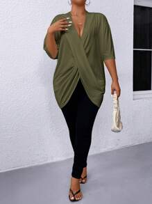 SHEIN Essnce Plus Size Women's Top, Out Top, T-Shirt,Going Out Tops, Cute Tops 4th Of July T-Shirt, Usa Top Fall Funny T Shirt,Teacher T Shirt