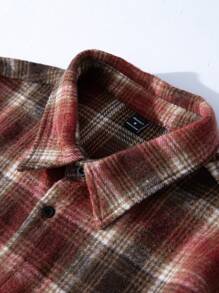 Manfinity Homme Chemise en laine à manches longues avec imprimé à carreaux pour hommes - Multicolore - Voir 6