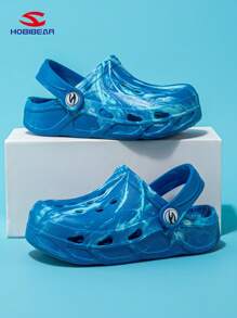 1 par de zuecos de madera azul marino suaves y lindos HOBIBEAR, sandalias de slip-on para bebés y niños pequeños, zapatillas transpirables para interiores y exteriores para niños y niñas