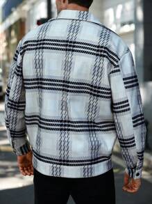 Manfinity Homme Men's Casual Plaid Long Sleeve Shirt With Pockets, Spring Autumn - Multicolor - View 2