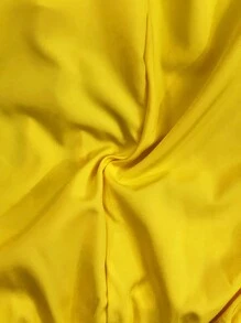 Slaydiva Casual V Neck Bat Sleeve Short Sleeve Shorts Yellow Women's Jumpsuit-C