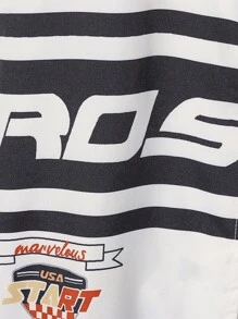 2 piezas Chaqueta de motocicleta con estampado de letras de color contrastante para niño preadolescente - Multicolor - Ver 4