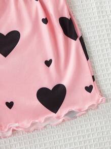 SHEIN Conjunto de pijama con camiseta de tirantes con gráfico de corazón y pantalones cortos para niñas preadolescentes