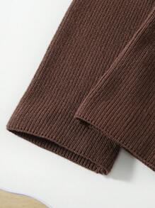 SHEIN Vintaside Kids Pantalones acampanados de punto para niñas bebé, pantalones largos marrones cálidos, cómodos, de moda, sencillos y versátiles, adecuados para uso diario, al aire libre, viajes, otoño e invierno - Marrón - Ver 3