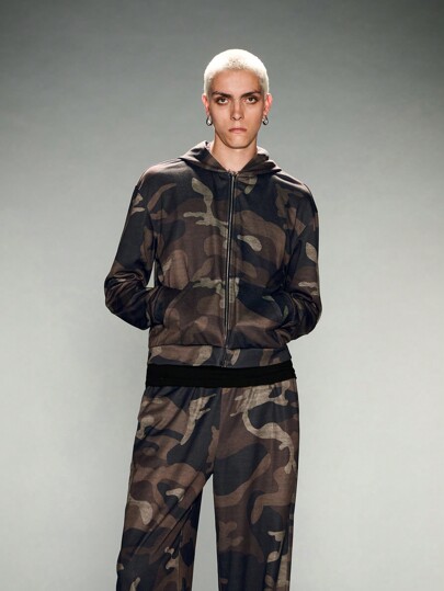 Manfinity VCAY Men's Knitted Long Sleeve Loose Casual Hoodie Sweatshirt Suitable For Autumn, For Fall Winter