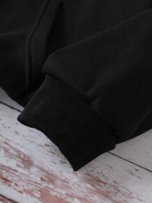 INAWLY Áo nỉ nữ cỡ lớn in khẩu hiệu, kiểu dáng rộng rãi, có dây rút, thích hợp mặc mùa thu đông, màu đen, dành cho lễ tốt nghiệp, giáo viên, áo len mặc đi học mùa thu. - màu đen - Xem 4