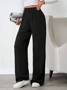 SHEIN Tall Women Bottom Black Comfort Pants, Tall Women - Black - View 3