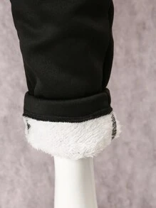 SHEIN Tween Boy Winter Thick Flocked 3D Embossed Pants - Black - View 3