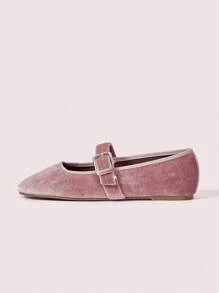 CUCCOO DOLLMOD Women's Fashionable Versatile Casual Suede Flats Spring Shoes Spring Break Easter - Baby Pink - View 3