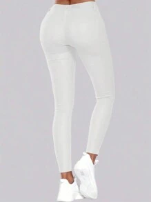 Apperloth A 女士纯色高腰PU皮紧身裤，朋克音乐节