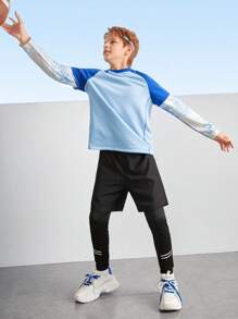 SHEIN Tween Boys 2 In 1 Long Sleeve Casual Hoodie - Multicolor - View 6