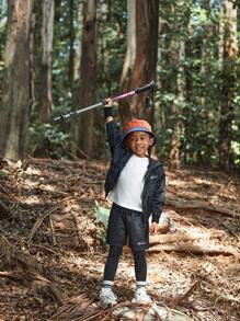 SHEIN Girls Outdoor Sports Hiking Camping Hiking Running Woven Jacket And Tight Pants Black Set - Black - View 7