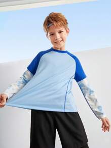 SHEIN Tween Boys 2 In 1 Long Sleeve Casual Hoodie - Multicolor - View 1