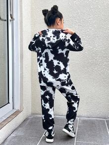 SHEIN Explorewe Bộ 2 món/Bộ đồ thể thao thoải mái cá tính cho bé gái - Đen và trắng - Xem 2