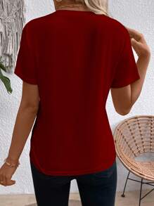 EMERY ROSE Women's Casual Plain Short Sleeve T-Shirt, Summer For New Year Clothes