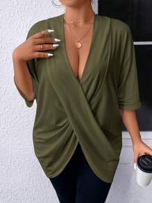 SHEIN Essnce Plus Size Women's Top, Out Top, T-Shirt,Going Out Tops, Cute Tops 4th Of July T-Shirt, Usa Top Fall Funny T Shirt,Teacher T Shirt