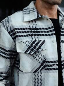 Manfinity Homme Men's Casual Plaid Long Sleeve Shirt With Pockets, Spring Autumn - Multicolor - View 6