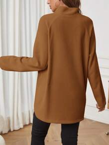 SHEIN Maternity Zipper Long Sleeve Casual Loose Split Design T-Shirt