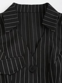 Sweetra 2pcs Women's Summer Striped Lapel Single-Breasted Vest And Loose Pants Casual Set - Black - View 4