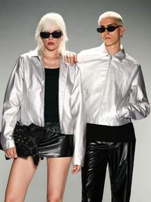 Manfinity VCAY Men's Slim Fit Casual Stand Collar Long Sleeve Jacket, Suitable For Autumn, For Fall Winter