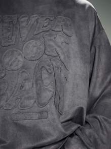 Manfinity VCAY Men's Woven Letter Graffiti Printed Loose Casual Hooded Sweatshirt, Suitable For Fall/Winter - Dark Grey - View 5