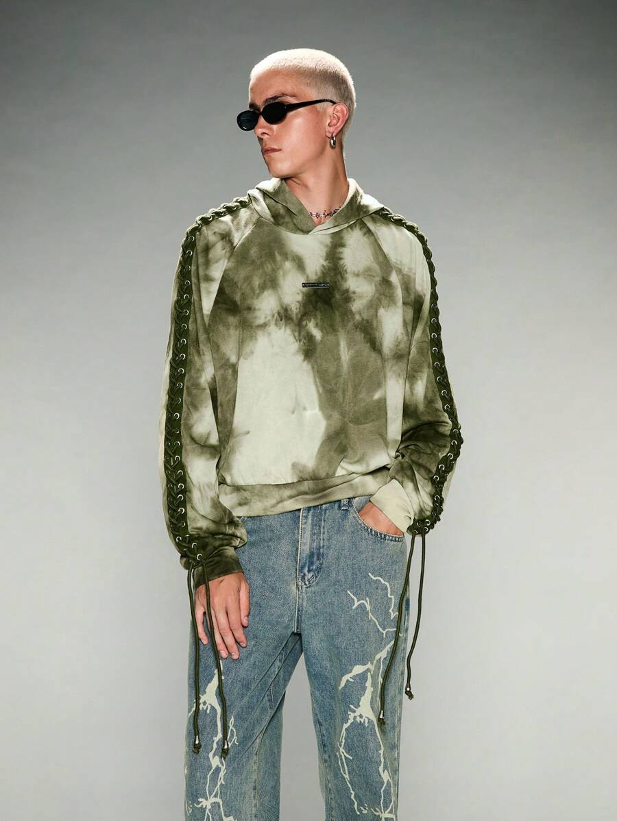 Manfinity VCAY Men's Loose Fit Knitted Casual Long Sleeve Hooded Sweatshirt, Suitable For Fall, Winter - Army Green - View 1