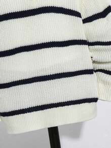 Kids/Tween Boy Casual Colorblock Striped Collar Henley Long Sleeve Sweater