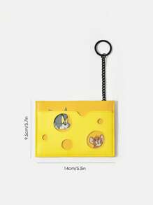 TOM & JERRY X SHEIN 1pc Cartoon & Cheese Pattern Zipper Card Holder - Yellow - View 9