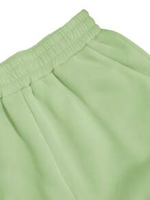 SHEIN Essnce 2pcs Women Off-Shoulder Long Sleeve Sweatshirt And Shorts Set - Green - View 5