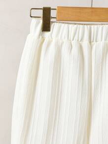 1pc Tween Girl Lace Flared Pants, Wide Leg, Long Length - White - View 5